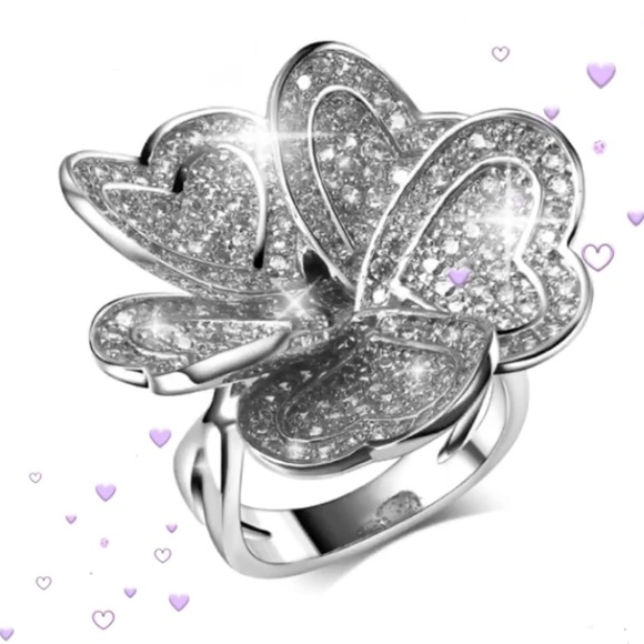 PP AAA CZ Hearts inside Heart Petals 27mm Sz 8.5 - Picture 5 of 8